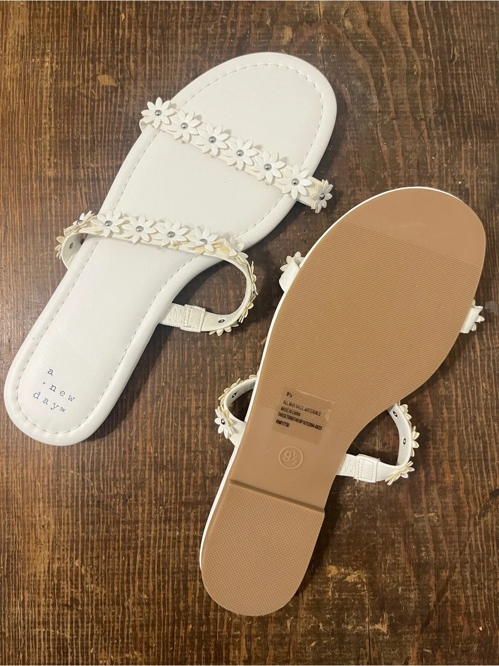 a new day White Floral Strap Slide Sandals